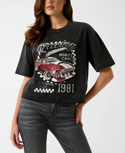 Guess Women's Short-Sleeve Race Car Graphic T-Shirt