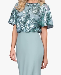 Betsy & Adam Women's Sequin Crewneck Ball Gown