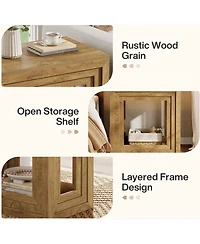Tribesigns Farmhouse End Table with 2-Tier Storage, 24 Inches