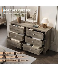 gaomon 6 Drawer Wide Dresser Modern Wood Storage Organizer