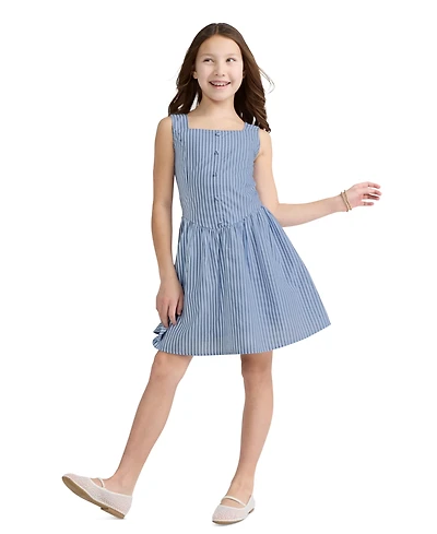 abercrombie kids Girls' Faux Button Square Neck Mini Dress