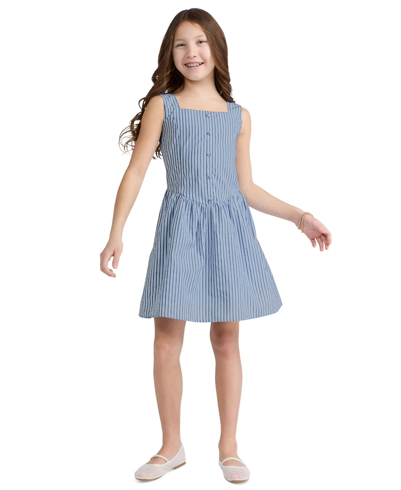 abercrombie kids Girls' Faux Button Square Neck Mini Dress