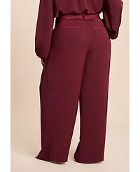 Eloquii Women's Wide Leg Belted Pant