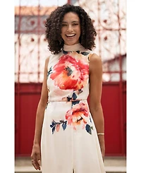 Yumi Women's Flower High Neck Maxi Dress