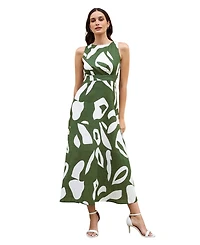 Yumi Women's Cotton Abstract Print Maxi Dress