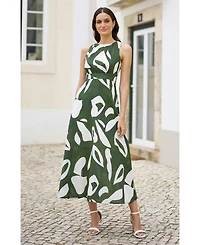 Yumi Women's Cotton Abstract Print Maxi Dress
