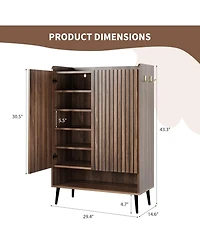 gaomon Shoe Cabinet with Doors, 6-Tier Shoe Organizer with 2 Doors & Additional Hooks for Hallway, Entryway