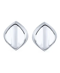 Bling Jewelry Modern Oval Concave Clip On Earrings .925 Sterling Silver Non Pierced Ears