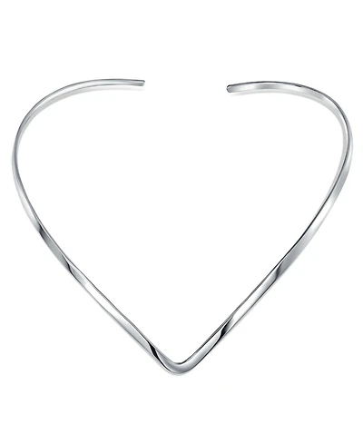 Bling Jewelry Simple Charm Slider V Shape Choker Collar Statement Necklace .925 Silver Sterling