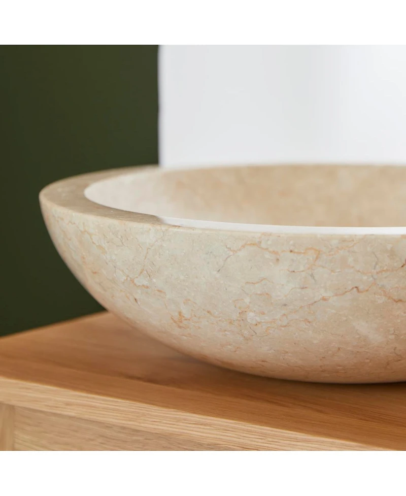 Tikamoon Calypso Cream white marble washbasin