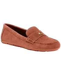 Coach Women's Sculpted C Round Toe Suede Driver Loafers