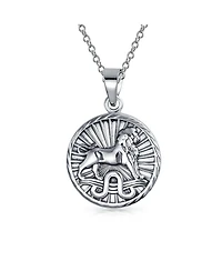 Bling Jewelry Astrology Zodiac Symbol Leo Sign Medallion Pendant Necklace .925 Sterling Silver