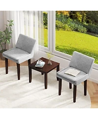 Gymax Modern Dining Chair Set of w/ Mid Back and Cushioned Seat Solid Wood Legs