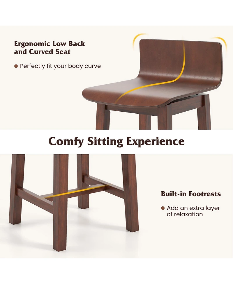 Gymax Swivel Dining Chair Set of Farmhouse Wooden Kitchen Chairs Armless Side Chairs