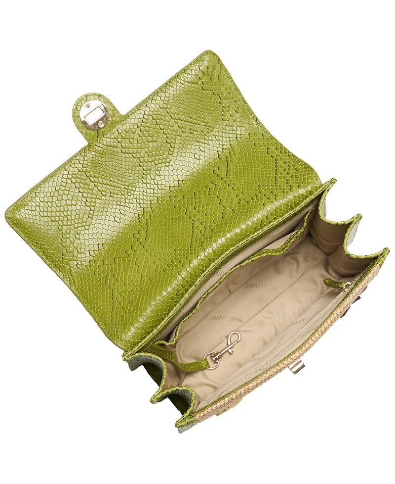 Brahmin Leather Small Hallie Floral Satchel Bag