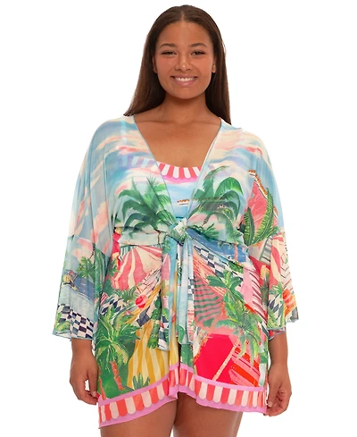 Becca Etc Plus Miami Beach Tie-Front Cover-Up Tunic