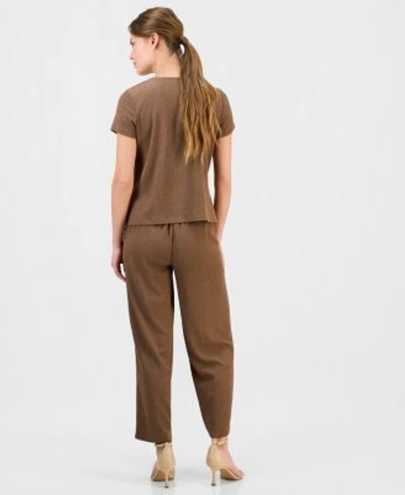 Anne Klein Essentials Petite Button Front Blouse Ankle Pants