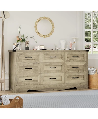 gaomon Drawer Dresser for Bedroom, Farmhouse Tall Wooden Chest of Drawers with Mid Century Modern Style