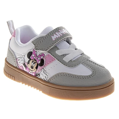 Disney Big Girls Minnie Mouse Court Sneakers Polka Dot Athletic Running Hook and Loop Comfort Fit