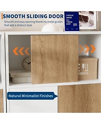 gaomon Kitchen Buffet Sideboard Cabinet with Storage, Wooden Bathroom Storage Cabinet with Adjustable Shelf and Sliding Barn Door