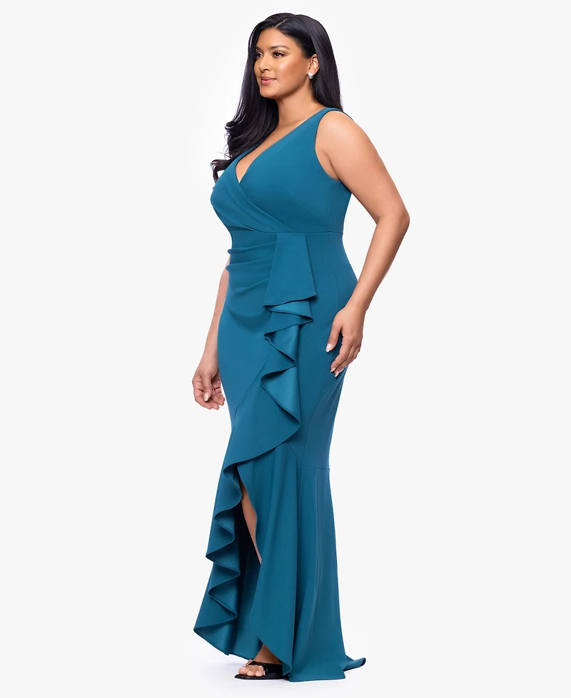 B&A By Betsy and Adam Plus Sleeveless V-Neck High-Low Dress