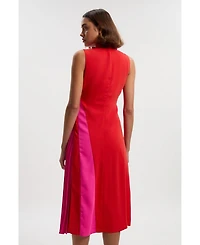 Karen Millen Women's Colour Block High Neck Midi Dress