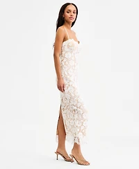 Jump Juniors' Lace Sweetheart-Neck Lace-Up-Back Midi Dress