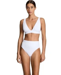 Lauren Ralph Lauren Womens Banded Tall V Neck Swim Top Banded High Waist Swim Bottoms