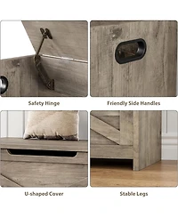 gaomon 30 Inch Wooden Storage Bench with Safety Hinges Entryway Chest Toy Box Shoe Organizer Easy Assembly