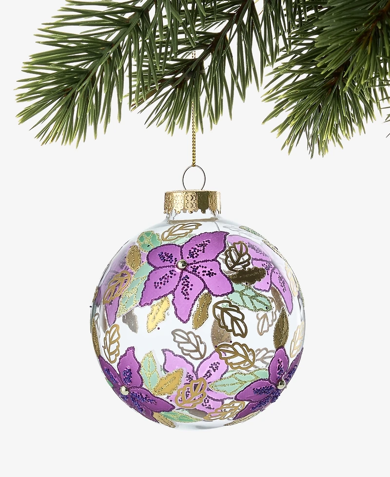 Holiday Lane Enchanted Forest Floral Ball Ornament, Macy's Exclusive
