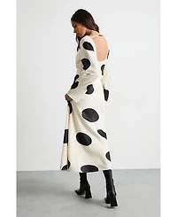 Warehouse Women's Polka Dot Scoop Back Maxi Dress