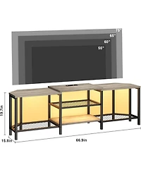 gaomon Tv Stand with 4 Open Shelves Corner Entertainment Center Power Outlets Plus Led Lights Media Console