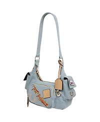 True Religion Multi-Patch Denim Hobo Shoulder Bag