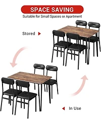 gaomon 5-Piece Square Dining Set for 4, Metal Frame Table & Upholstered Chairs, Retro