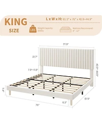 gaomon Upholstered Platform Bed Frame Vertical Channel Tufted Adjustable Headboard, Strong Wooden Slats Support