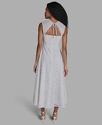 Bcbg Women's Sweetheart Neck Keyhole Eyelet Maxi Dress