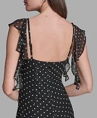 Bcbg Women's Flutter-Sleeve Polka Dot Dress