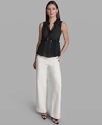 Bcbg Women's Ruffles Pleated Hem Top