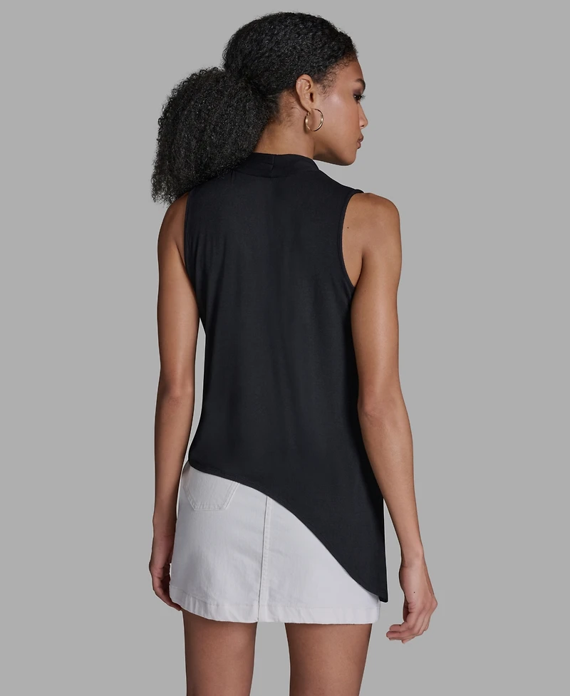 Bcbg Women's Asymmetrical Faux Wrap V-Neck Top