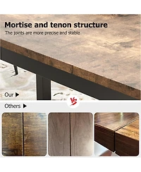 gaomon 78.7" Industrial Dining Table for 6, Wooden Long Table, Mortise Tenon, Metal Legs, Dining Room, Office, Retro