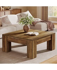 Tribesigns Square Coffee Table, 39-Inch Farmhouse Wooden Coffee Table with Sturdy Legs