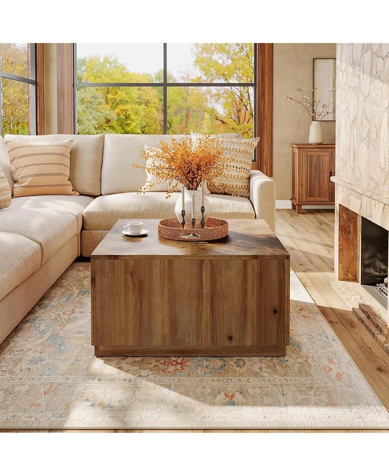 Tribesigns 31.5-Inch Square Coffee Table for Living Room, Solid Wood