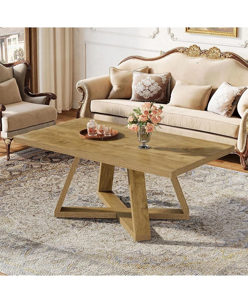 Tribesigns 47.2" Rectangle Coffee Table for Living Room, Farmhouse Style