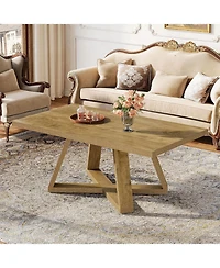 Tribesigns 47.2" Rectangle Coffee Table for Living Room, Farmhouse Style