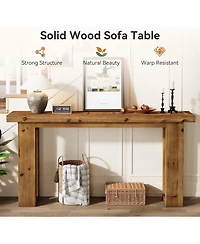 Tribesigns Solid Wood Sofa Table Behind The Couch, 63-Inch Long