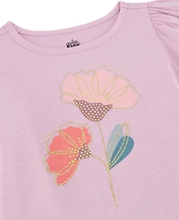 Kids Headquarters Girls' 2T-6X Flutter Sleeve Top and Printed Tulle Skort, 2-Piece Set