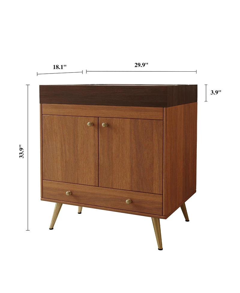 Sillysis 30" Freestanding Bathroom Vanity with Faux Marble Top, Ceramic Sink, Soft Close Storage for Small Bathrooms
