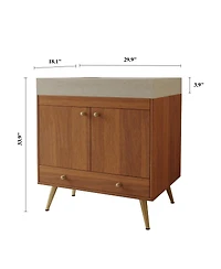 Sillysis 30" Freestanding Bathroom Vanity with Faux Marble Top, Ceramic Sink, Soft Close Storage for Small Bathrooms