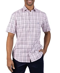 Tailorbyrd Men's Yarn Dyed Linen Large Check Short Sleeve Shirt