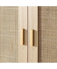 gaomon 2 Pack Rattan Sideboard Buffet Cabinets, Sideboard Cabinets with 2 Doors, Modern Accent Storage Console Tables, for Dining Room, Entryway